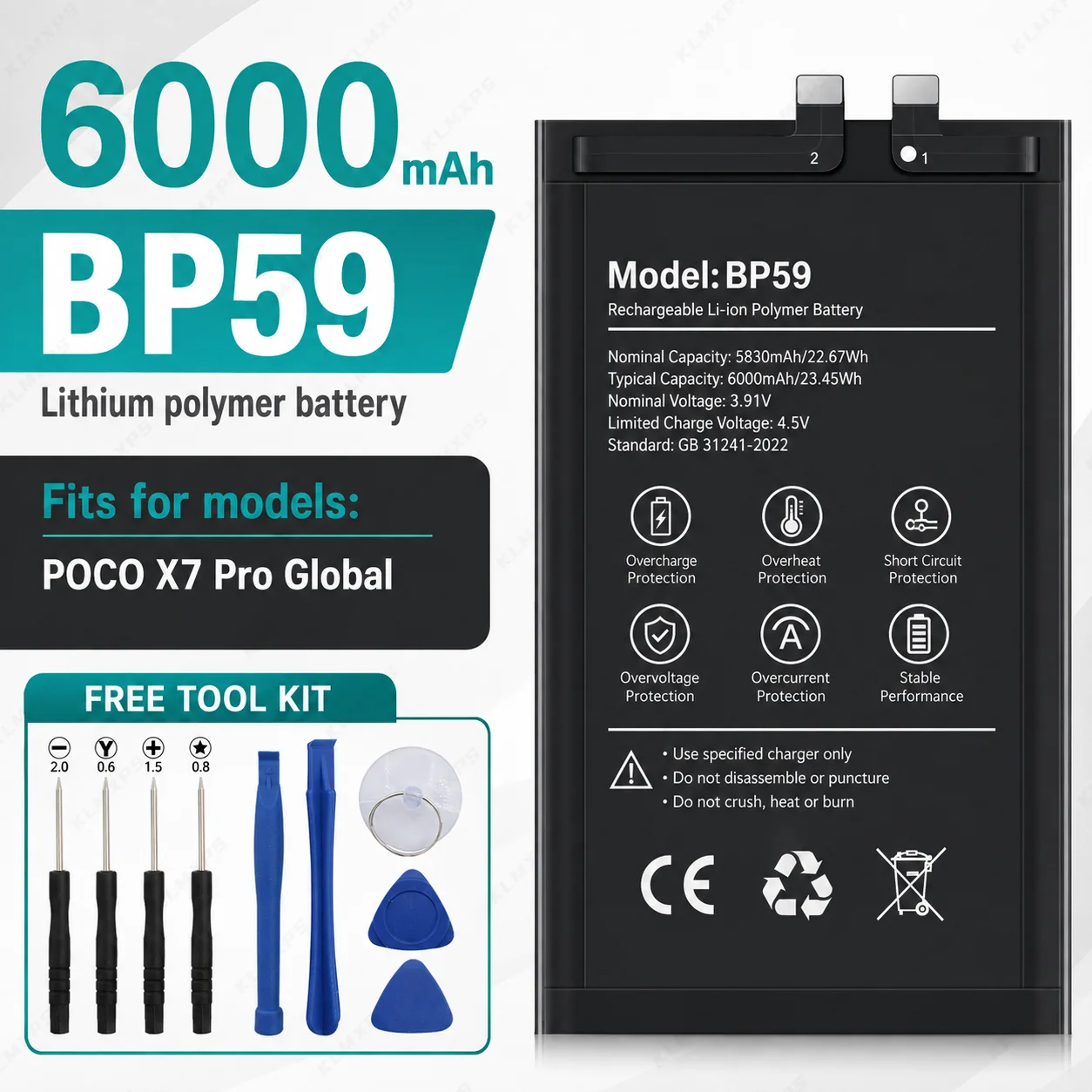 Replacement Phone Battery BN61 BN62 BN57 BN5A BN5R BM5T BN5V BP59 For Xiaomi Poco X3 M3 X6 X7 Pro 5G Redmi A3 A13