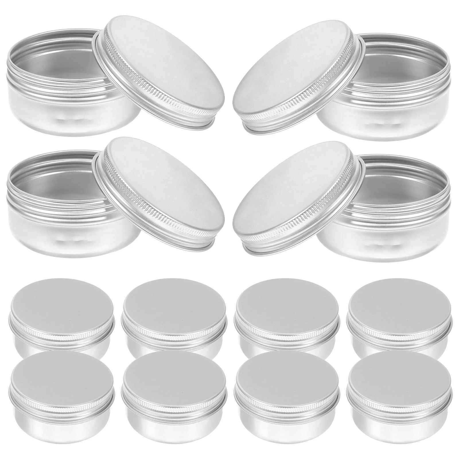 

18pcs Aluminum Box Packaging Small Metal Tin Container Leakproof Spice Storage Thread Lid Silver Lightweight Candy