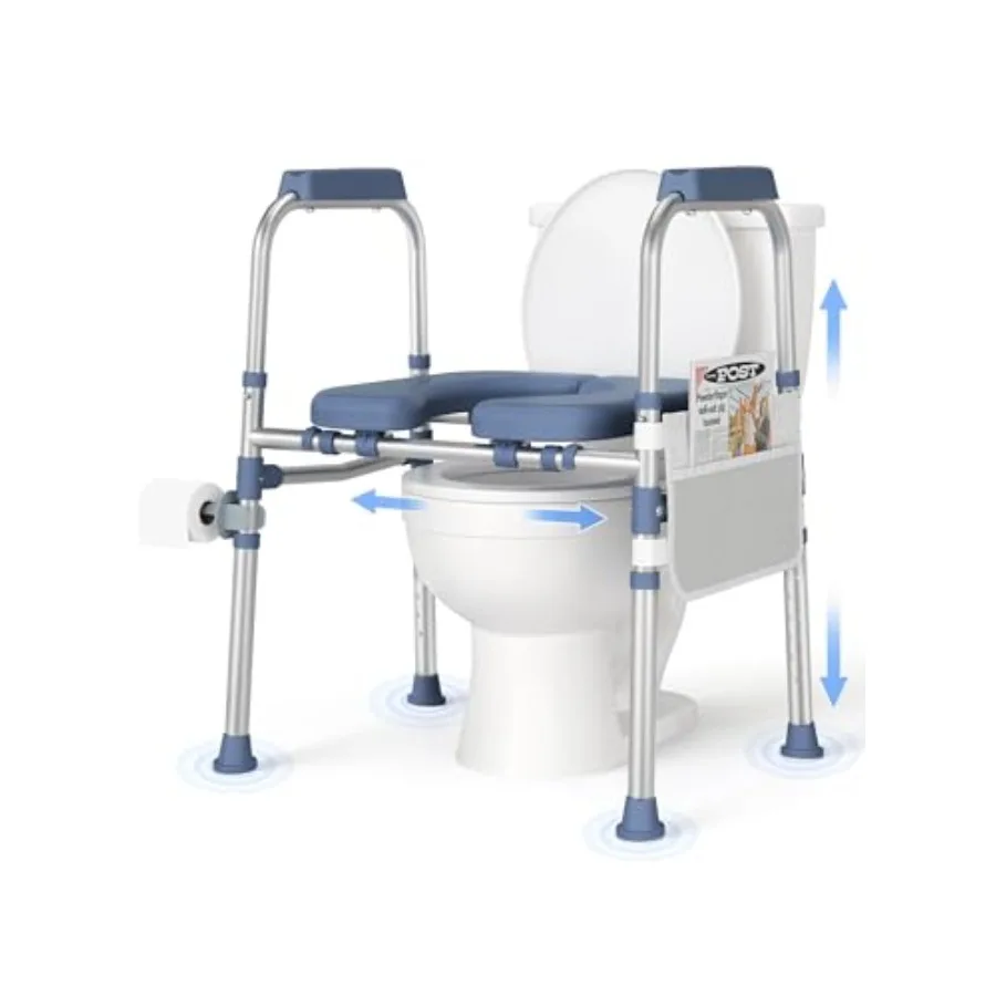 

FSA/HSA Padded Toilet Seat Riser for Seniors Heavy Duty Raised Toilet Seat with Handles Adjustable Standalone Toilet Safety Fra