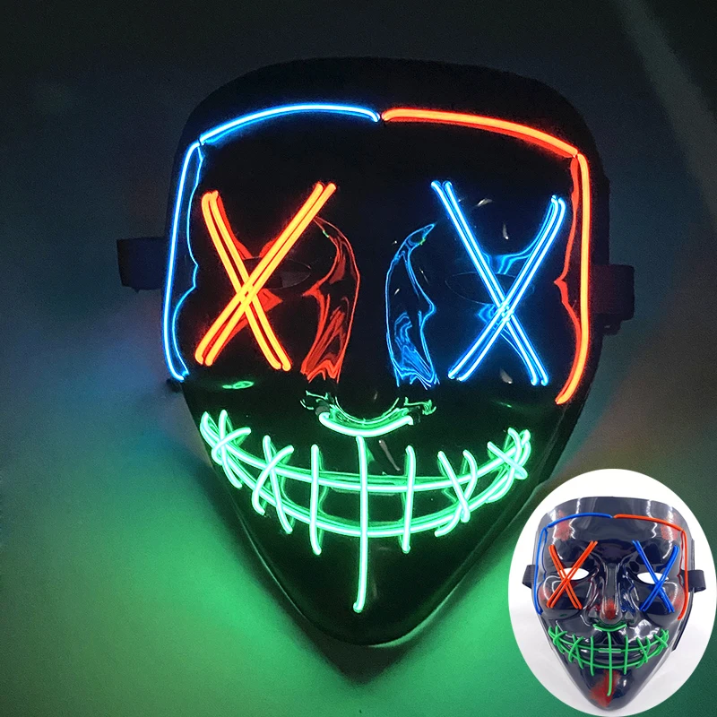 Glowing Vendetta Mask Bar Cosplay Costume Decoration Horror Multi-color LED Mask V For Vendetta Luminous Mask For Men Women
