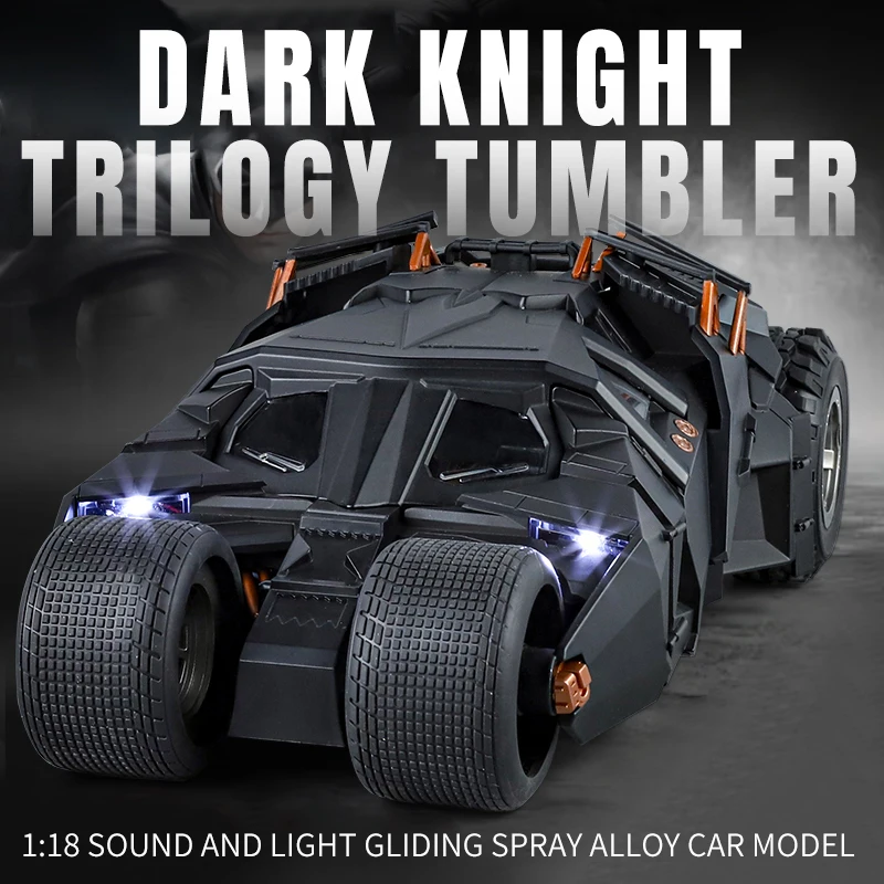 1:18 Batmobile Tumbler Alloy Metal Car Diecast Toy Vehicle Car Model Sound & Light Slide Spray Truck Toys For Kids Birthday Gift