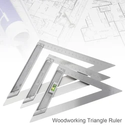 Triangle Ruler 90 Degree Square Ruler Aluminium Alloy Level Angle Ruler Woodworking Carpenter Measuring Tool Gauge 150mm 200mm