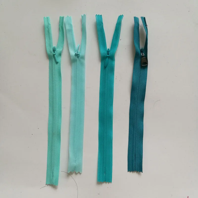 30pcs/Lot Ykk Invisible Zipper Coil Nylon Lace Blue Green Close End Skirt Pant Dress Blouse Shirt Pillow Tailor Sewing Accessory