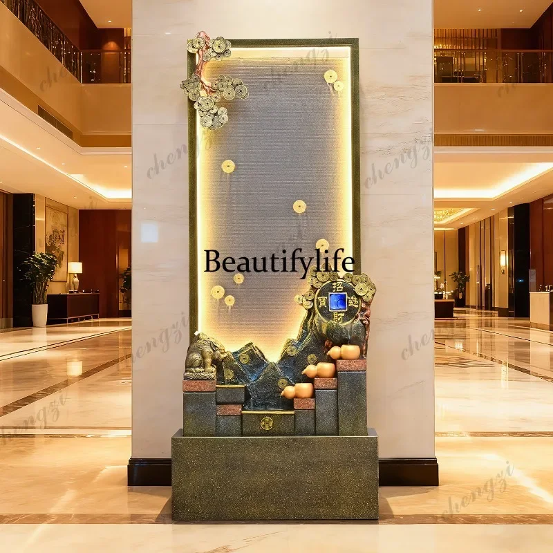 A139 Large water curtain wall circulating water landscape floor-to-ceiling living room entrance ornament opening housewarming gi