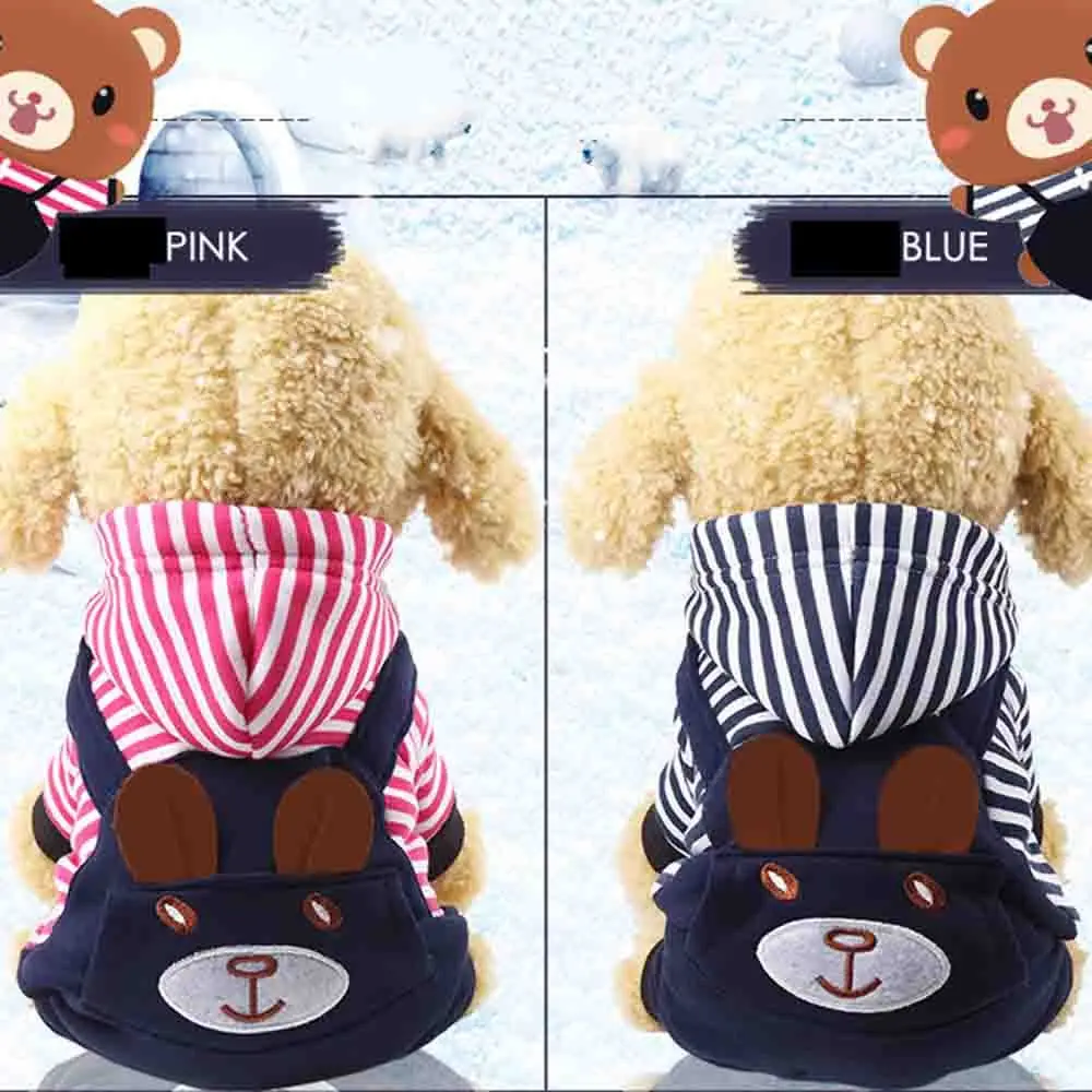 Cute Bear Dog Clothes Winter Pet Clothes Warm Dog Pullover Hoodie Clothes For Small Dogs Chihuahua Cartoon Puppy Cat Clothing