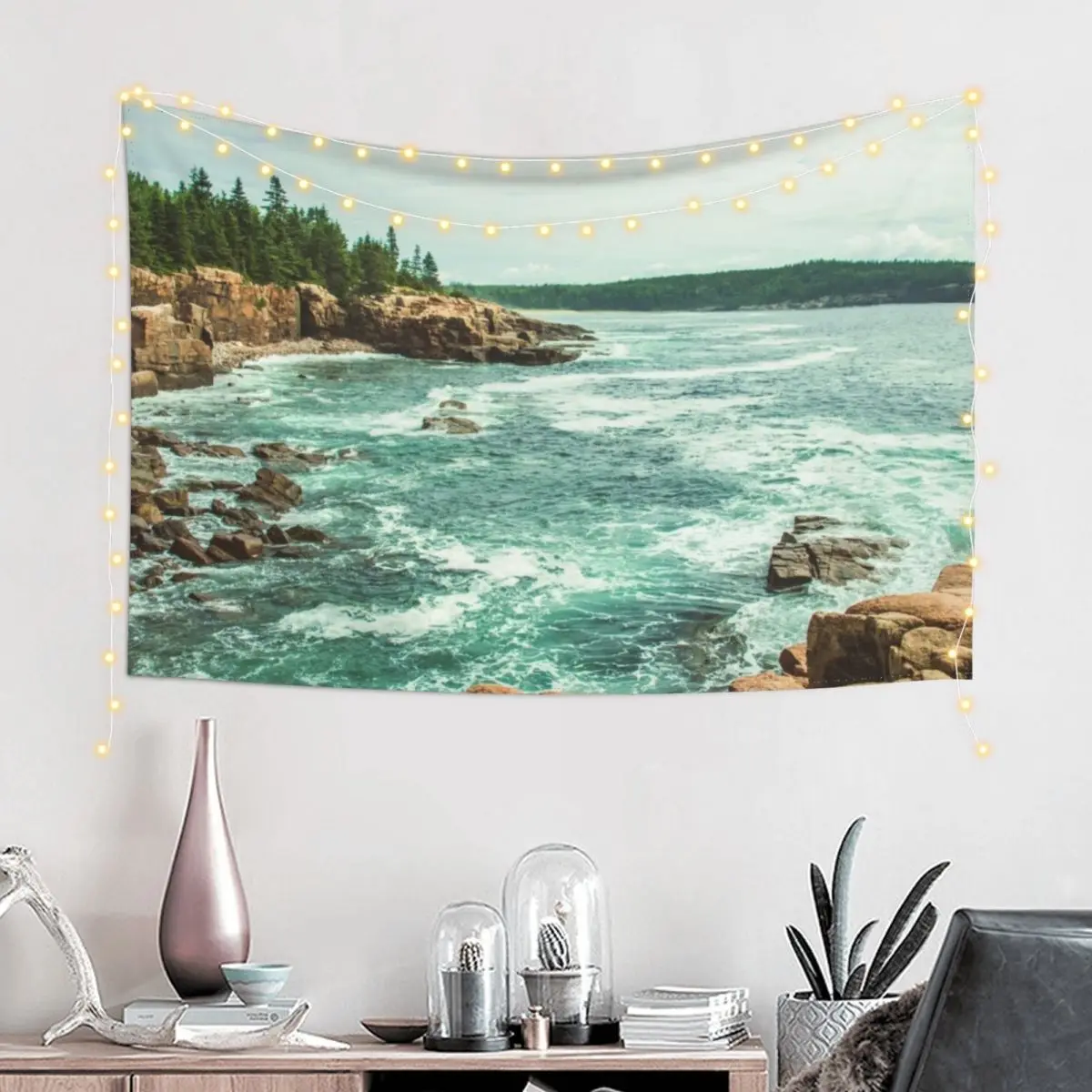 Acadia Coastline - National Park Ocean Tapestry Decoration Room Decor For Room Room Ornaments Tapestry