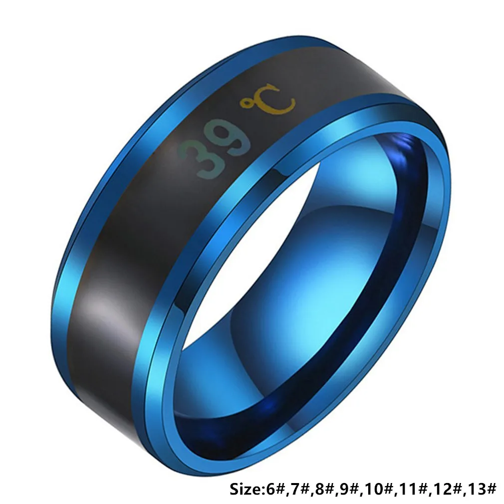 Anillo de acero de titanio sin decoloración, 4 colores, resistente al agua, temperatura inteligente, anillo de pareja, joyería de dedo, sentido de temperatura de la yema del dedo