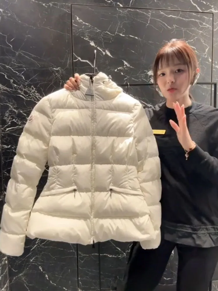 

Ele Fce Hooded Women's down Jaet Thiened Sli Waist-Cinching Design Korean Sle Commute Faion plus Size