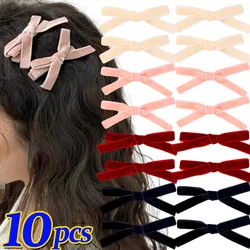 1/10pcs Dopamine Color Vintage Velvet Bow Hair Clip Cute Light Premium Feel Butterfly Hairpin Sweet Cool Korean Hair Accessories