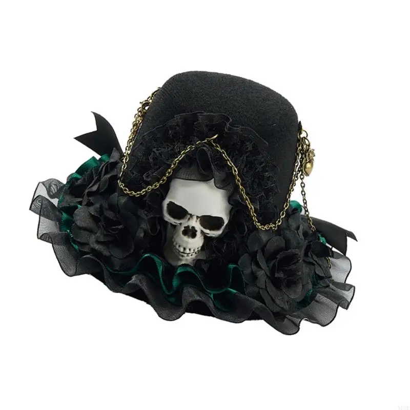 Steampunk Charm Haarnadel mit Rüschenbesatz Detail Gothic Süße Mode Kopfbedeckung Dunkles Haar Zubehör Geschenk Y08E – Detail 4