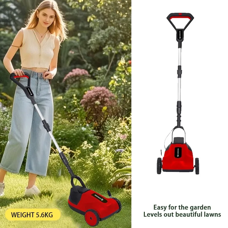 Cordless Electric Lawn Mower Hand Push Lightweight Lithium Battery Household Garden Grass Cutting Tool with 21V Battery