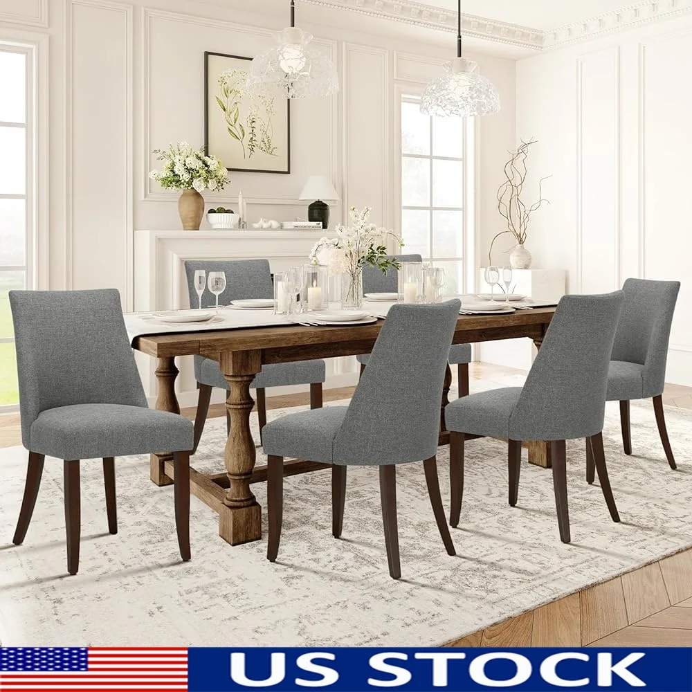 

Upholstered Dining Chairs Set of 6 Modern Kitchen Chairs with Back Comfortable Fabric Side Chairs Dining Room Farmhouse