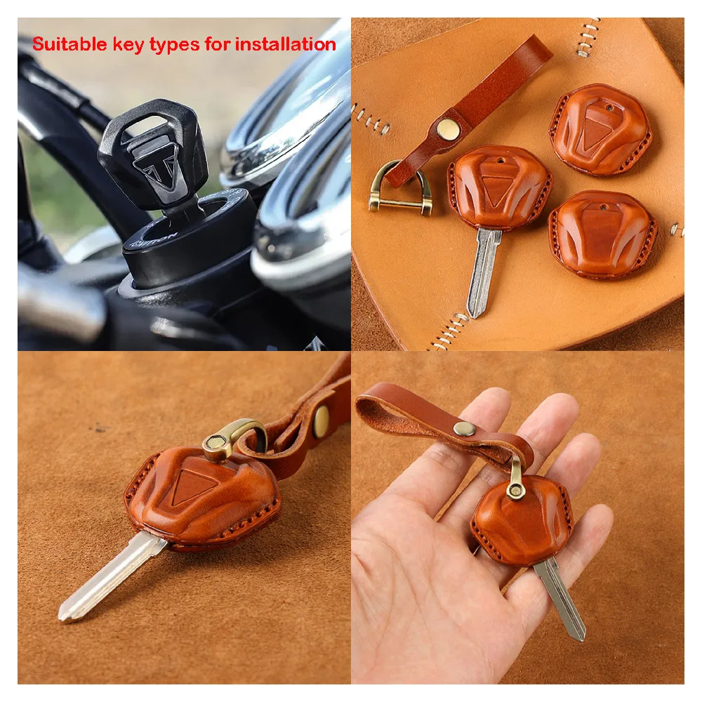 Fit for Triumph Trident 660 Tiger Sport 850 900 GT 1200 ABS 2020-2025 Motorcycle Key Cover Fashion Leather Case KeyChain KeyRing