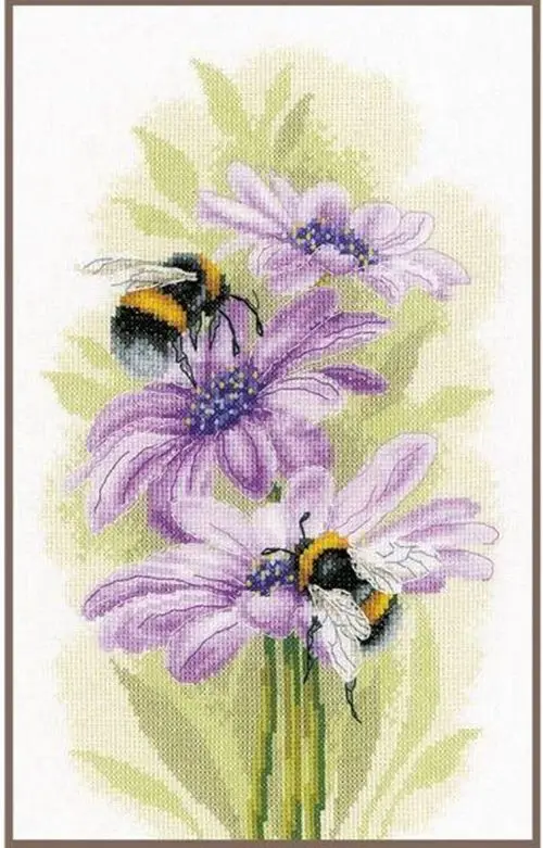 NN YIXIAO Kreuzstich-Set mit Zählmuster, Kreuzstich-RS-Baumwolle mit Kreuzstich, PN- 0190652   Bienen tanzen auf Blumen 28-38