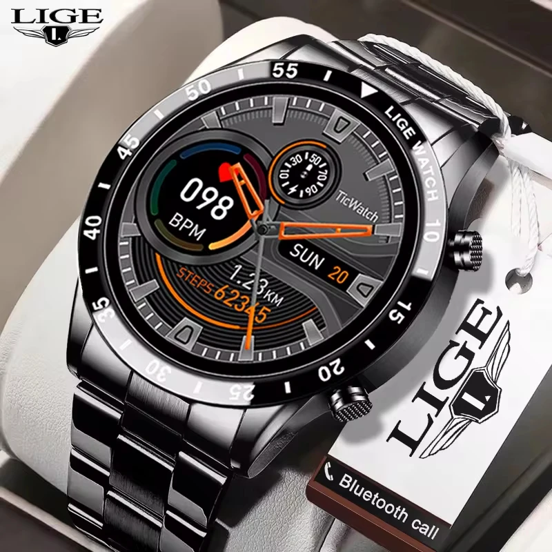 LIGE Fashion Smart Watch Male Fitness Tracker Heart Rate Sleep Monitoring IP67 Waterproof Calling Men Smartwatch For Android IOS