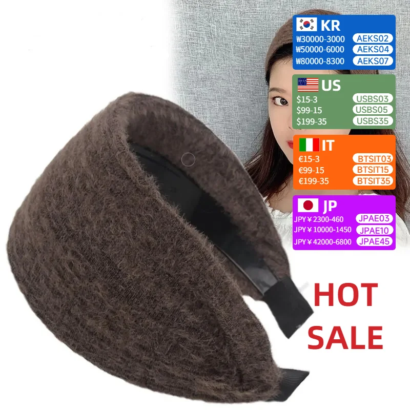 

Autumn and Winter Wide-Brimmed Wool Headband Female Elegant Graceful Toothed Hairpin Warm Accessories Hair Bands for Women