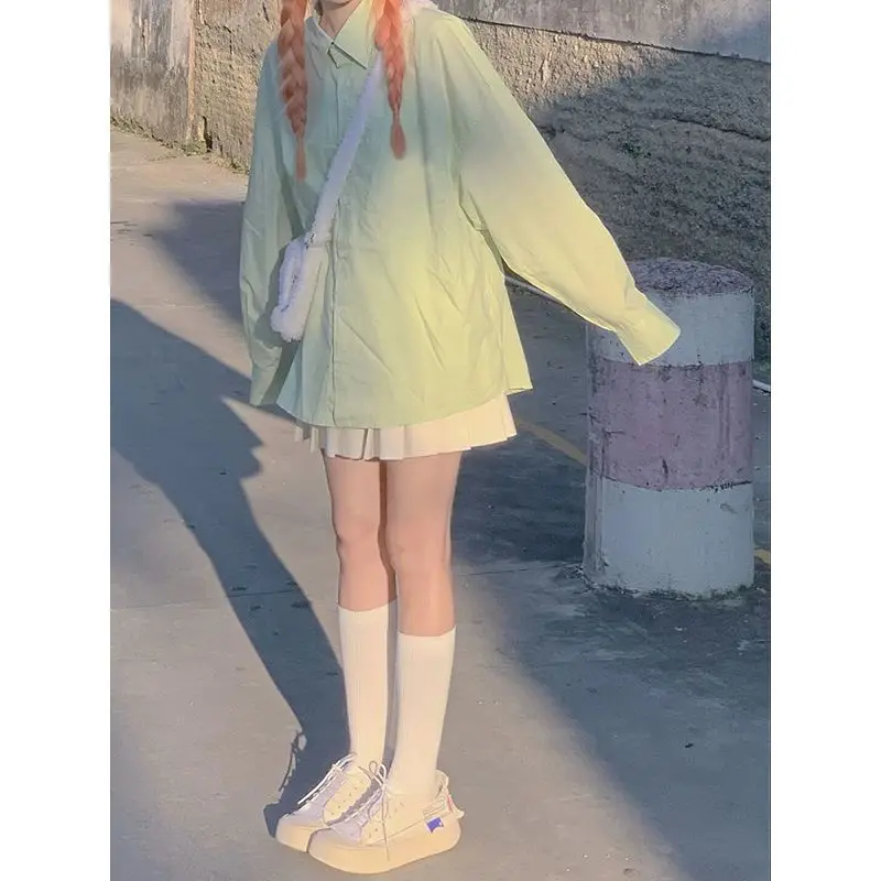 Three Piece Set Korean Contrast Loose Sweater Vest Versatile Shirt High Waist Pleated Skirt Autumn and Winter Set