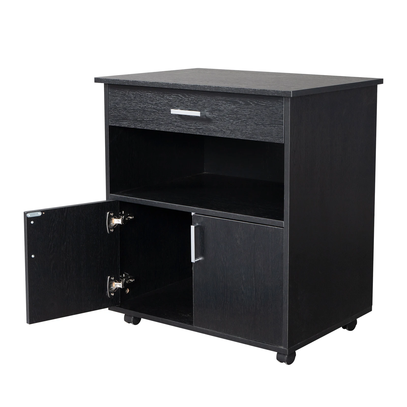 TOne Drawer One Layer Frame Double Doors MDF And PVC Wooden Filing Cabinet Black