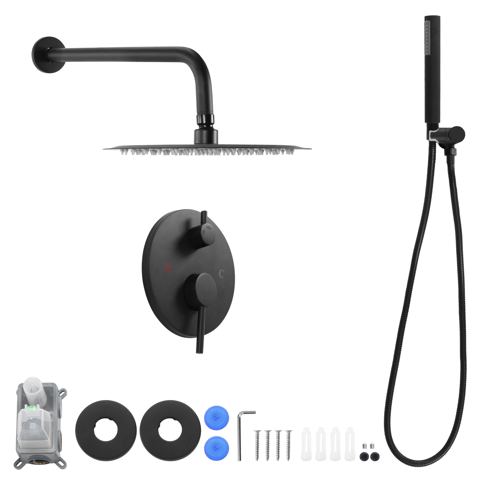 

Metal Shower Faucet Trim Repair Kits with 10 Inch Showerhead Rainfall Shower System with Rough-in Valve for Home Bathroom Hotel