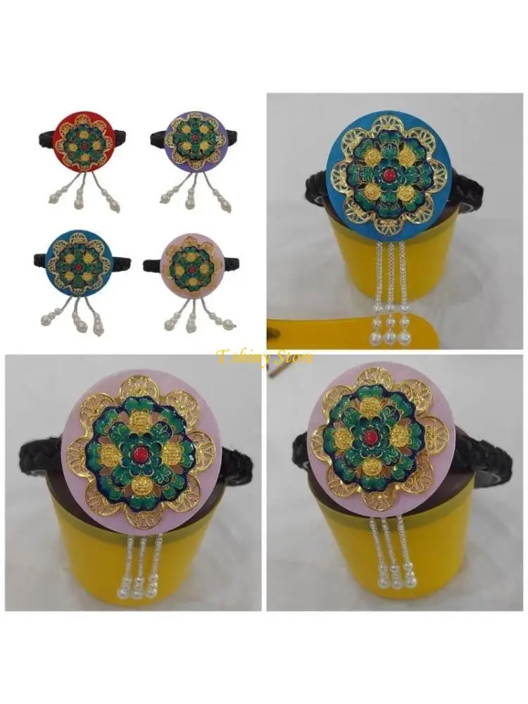 

N58F Blue Glaze Korean Hair Accessories Stylish Headband for Women and Girls Stage Performances Hanbok Headwear Accessories