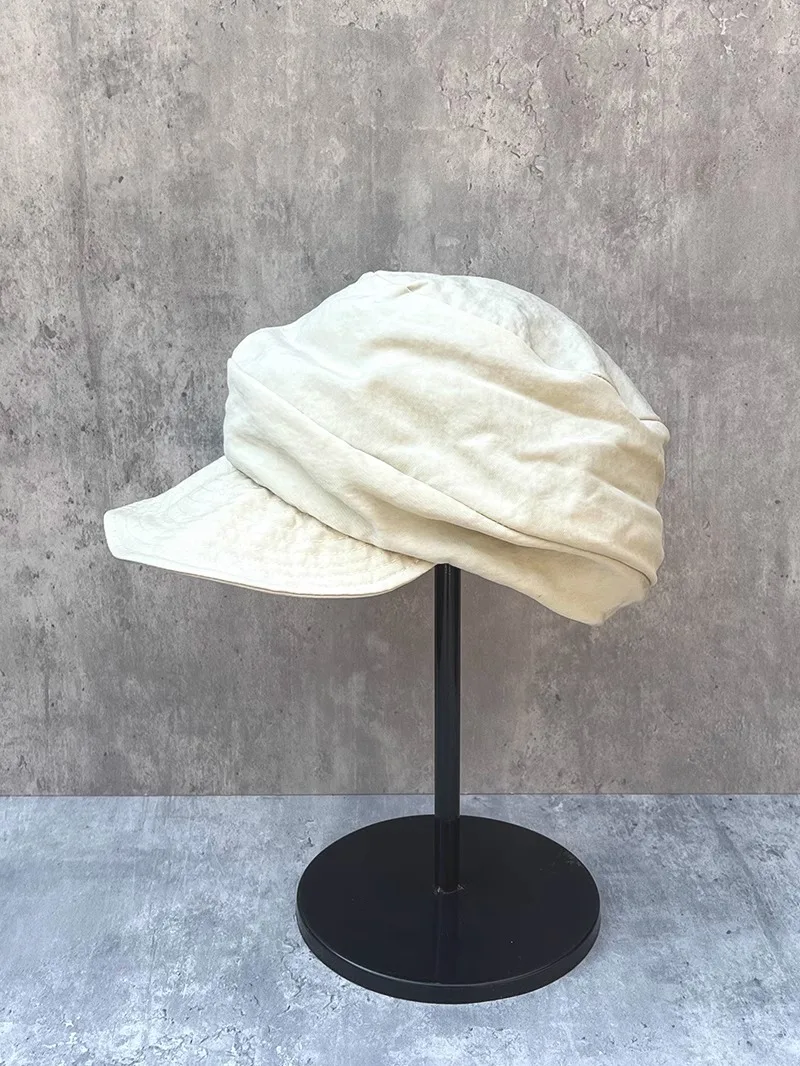 여성용 봄 여름 주름 신문 모자 팔각형 모자