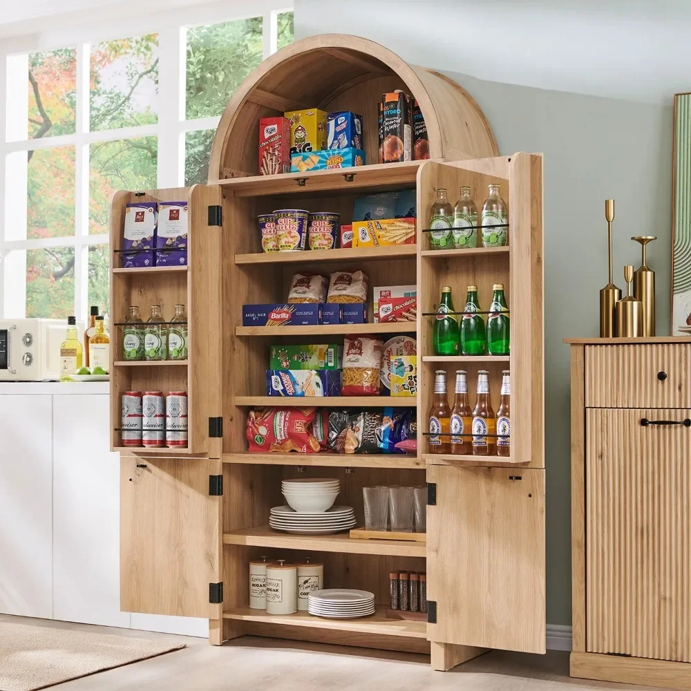 

71" Tall Arched Kitchen Pantry Storage Cabinet, Large Storage Cabinet with Adjustable Shelves, Pantry Cabinet for Dining Room