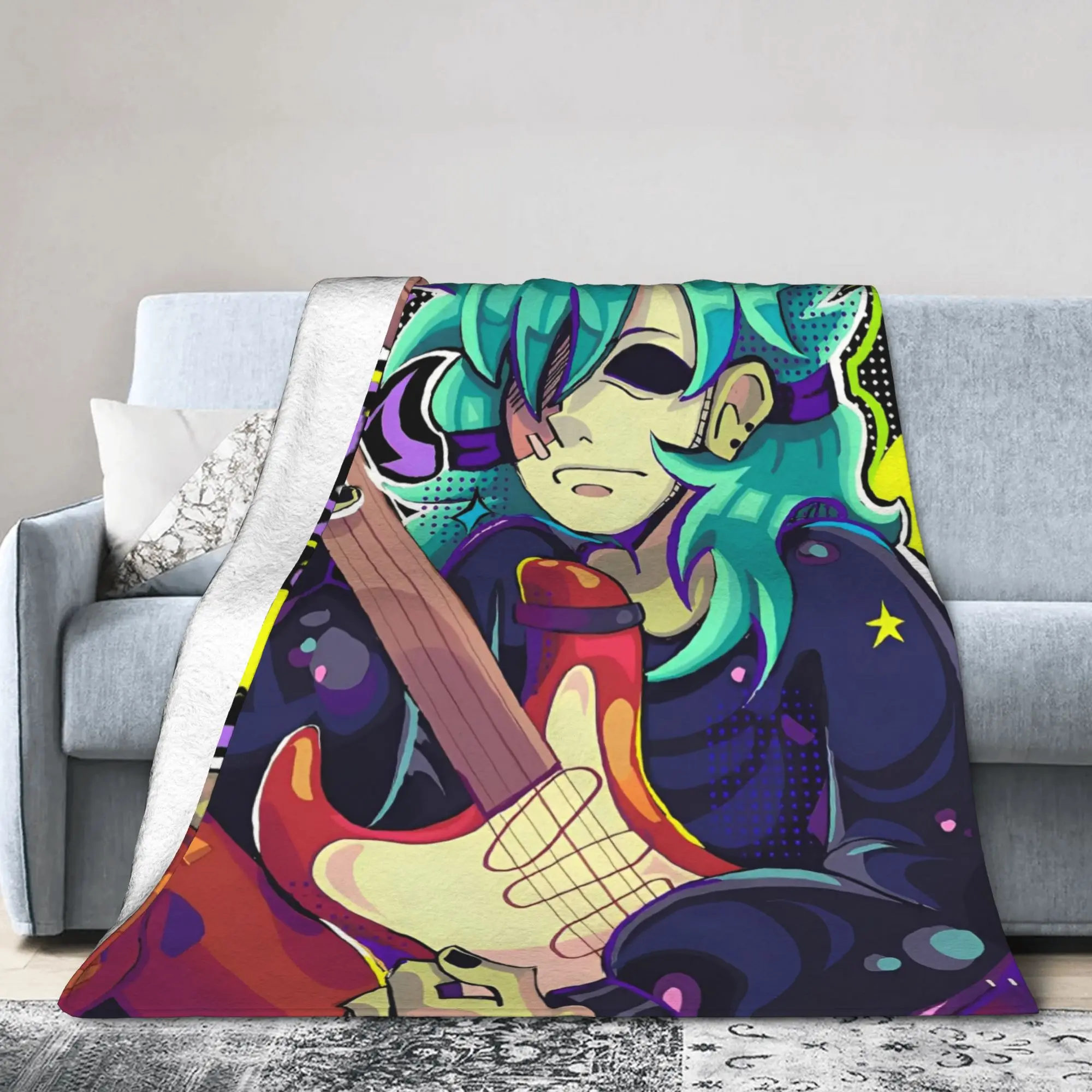 Sally Face Sal Fisher SF Guitar Blanket Flannel All Season Game Gothic Multifunction Lightweight Throw Blankets for Bedding