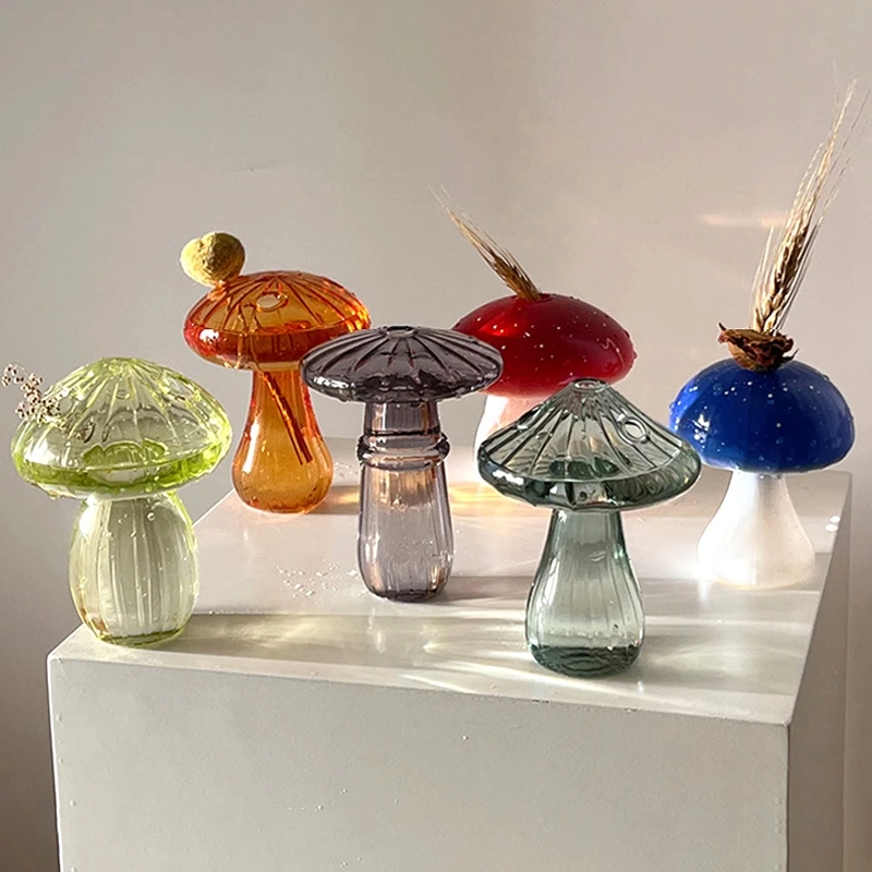 Pilz Glas Vasen Kreative Hydrokultur Blumenvase Transparente Blume Flasche Wohnkultur Blumentopf Büro Desktop Ornament