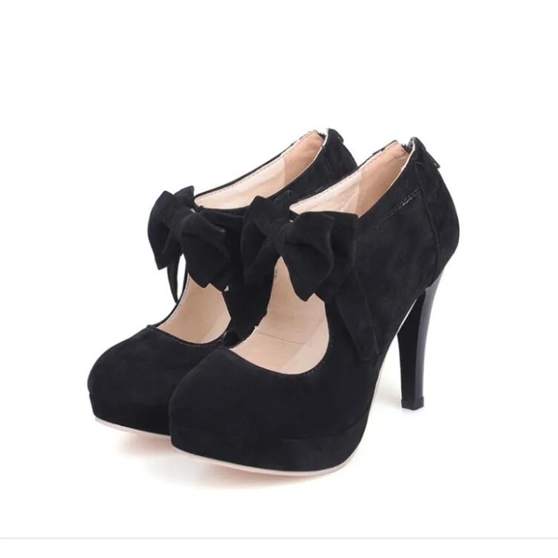 Sapatos de salto alto com arco para meninas, sapatos de princesa de camurça para crianças, saltos finos para festa e casamento, moda infantil,