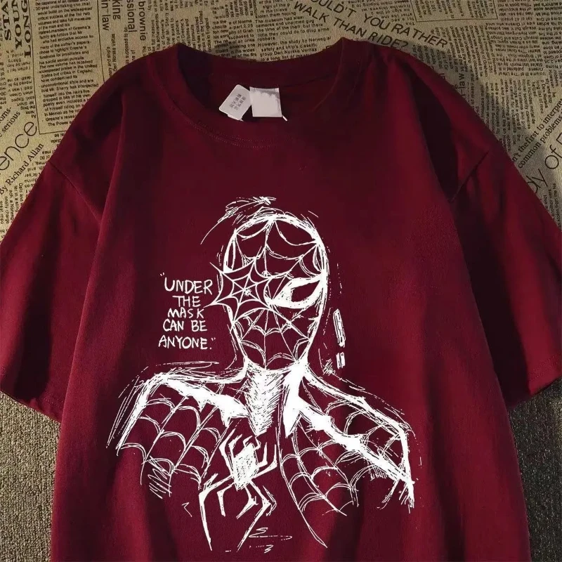 

Marvel Spiderman cartoon boy short sleeved creative personality summer lightweight breathable plus size T-shirt gift wholesale