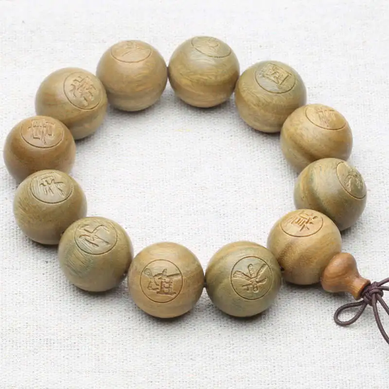 Green Sandalwood Bracelets Buddhist Prayer Beads Wrist Malas for Man 15mm 18mm 20mm BRO992