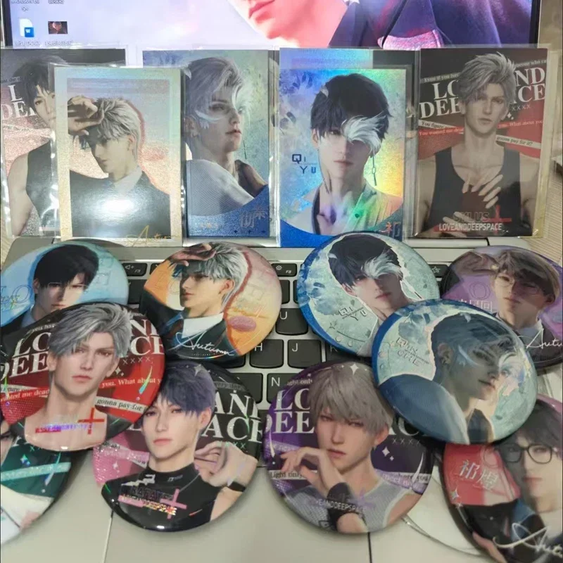 New 11Pcs/Lot Love and Deepspace Laser card Xavier Zayne Rafayel ralayo Sylus Pin With Protective case Brooch Badge Decor Gift