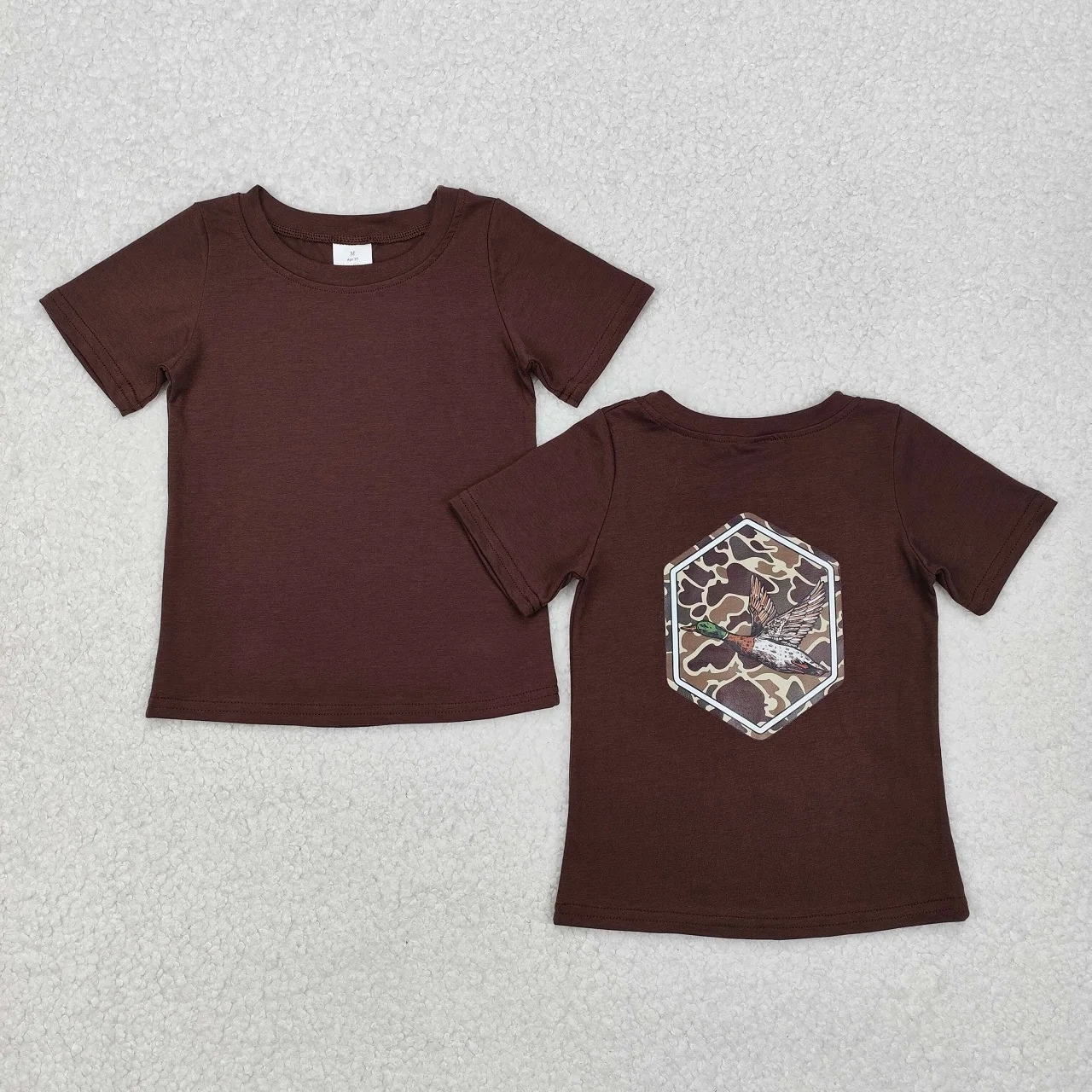 

Wholesale Baby Boy Cotton T-shirt Tee Summer Children Kids Short Sleeves Ducks Brown Shirt Infant Toddler Camo Clothing