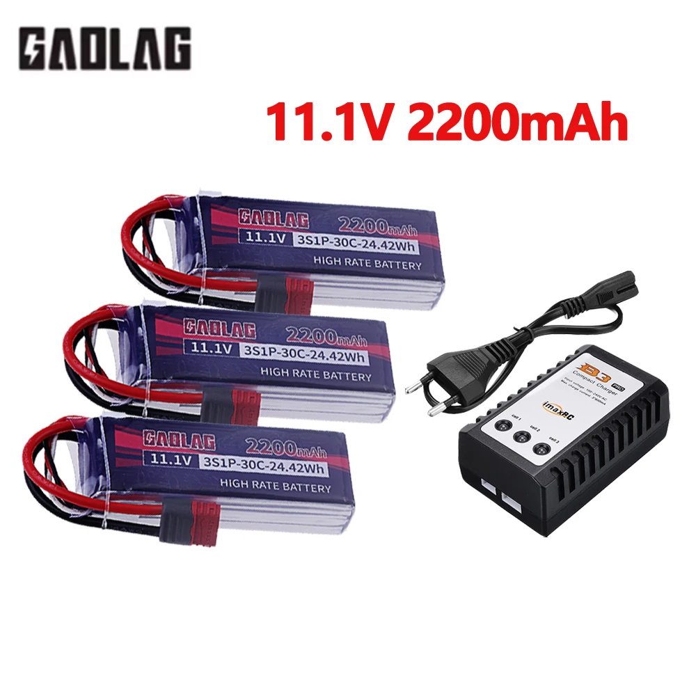 3S Lipo Akku 11,1V 2200mAh 30C Wiederaufladbarer Akku mit Deans T-Stecker für RC-Auto, Quadcopter, Drohne, Flugzeug und Helikopter