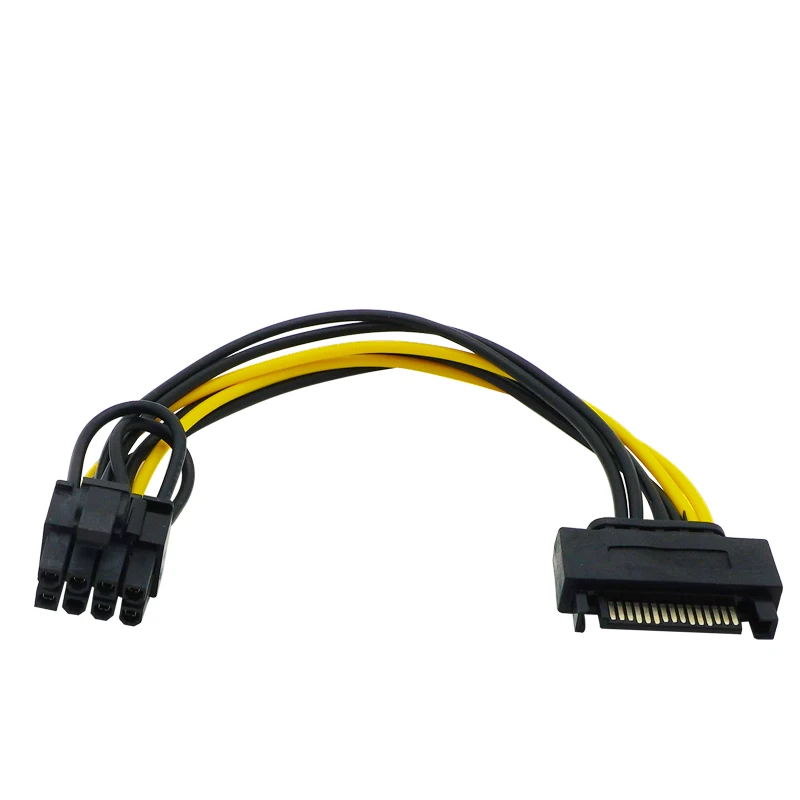 جديد 15pin SATA ذكر إلى 6pin PCI-E الطاقة كابل إمداد الطاقة 20 سنتيمتر SATA كابل 15 دبوس إلى 8 دبوس سلك كابل للكابلات بطاقة الرسم محول