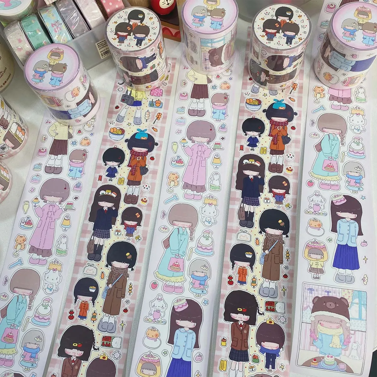 WAKAWAKA Kawaii Winter Doodle Girl Sticker Tapes Winter Love Diary Washi Tape DIY Arts Crafts Album Journal Planner