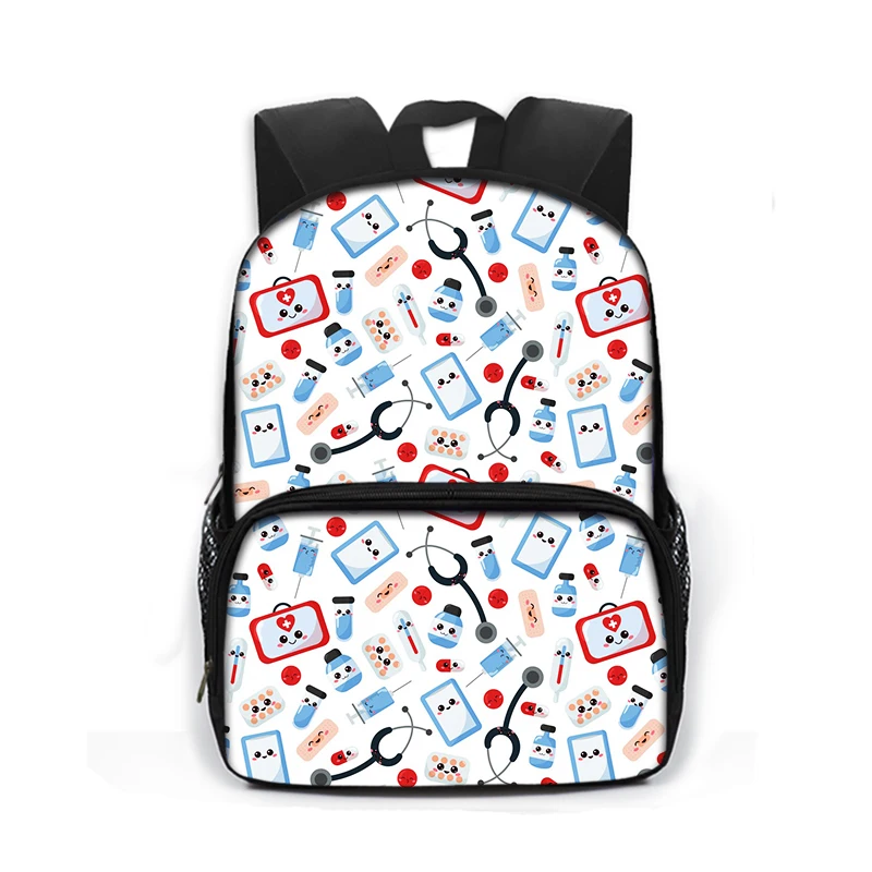 13 pollici Cartoon ECG infermiera borse da scuola per bambini zaino per asilo per bambini ragazzi ragazze Daypack borsa per libri zaini per studenti