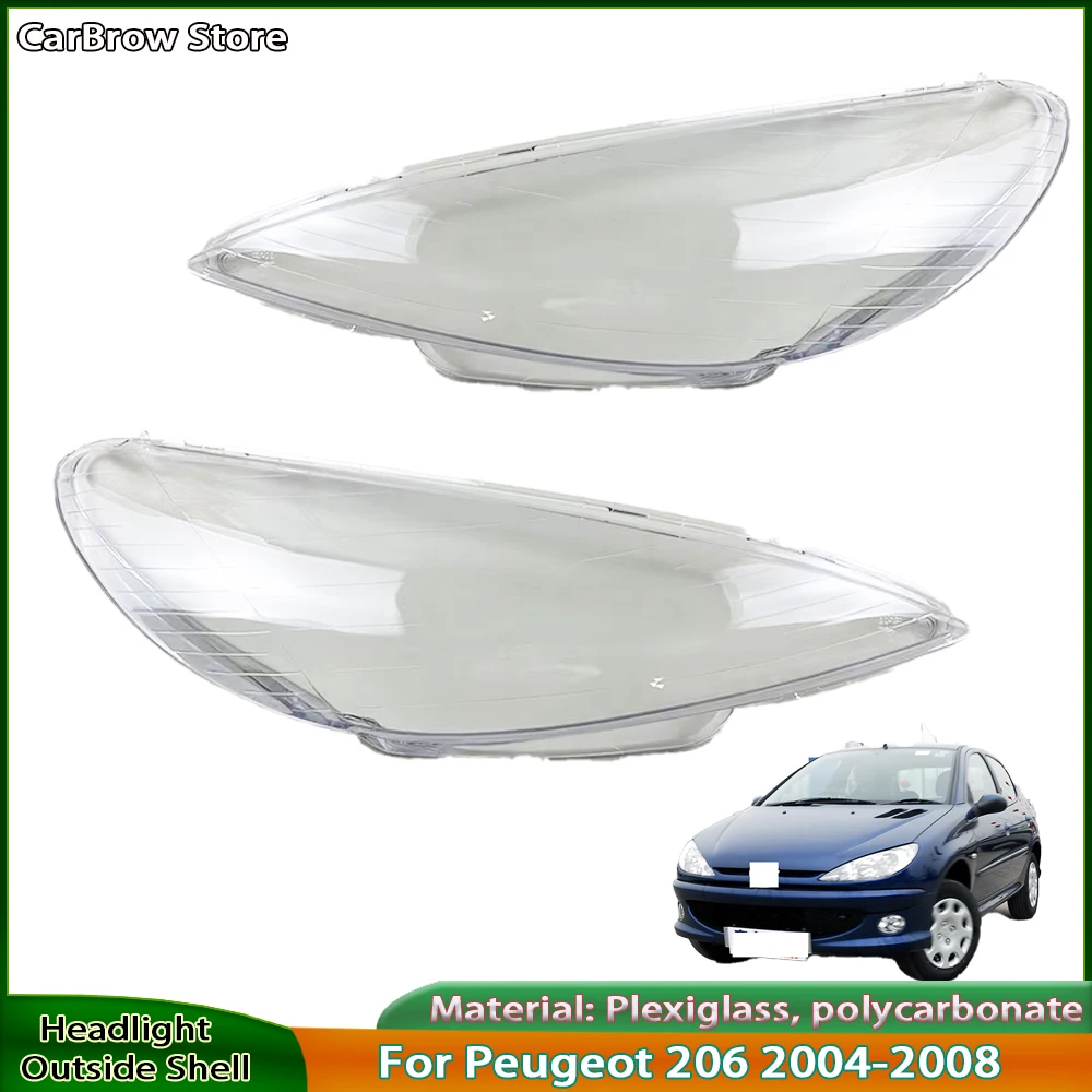 

Защитный кожух линзы левой и правой фары для Peugeot 206 2004-2008, корпус автомобильной фары в сборе