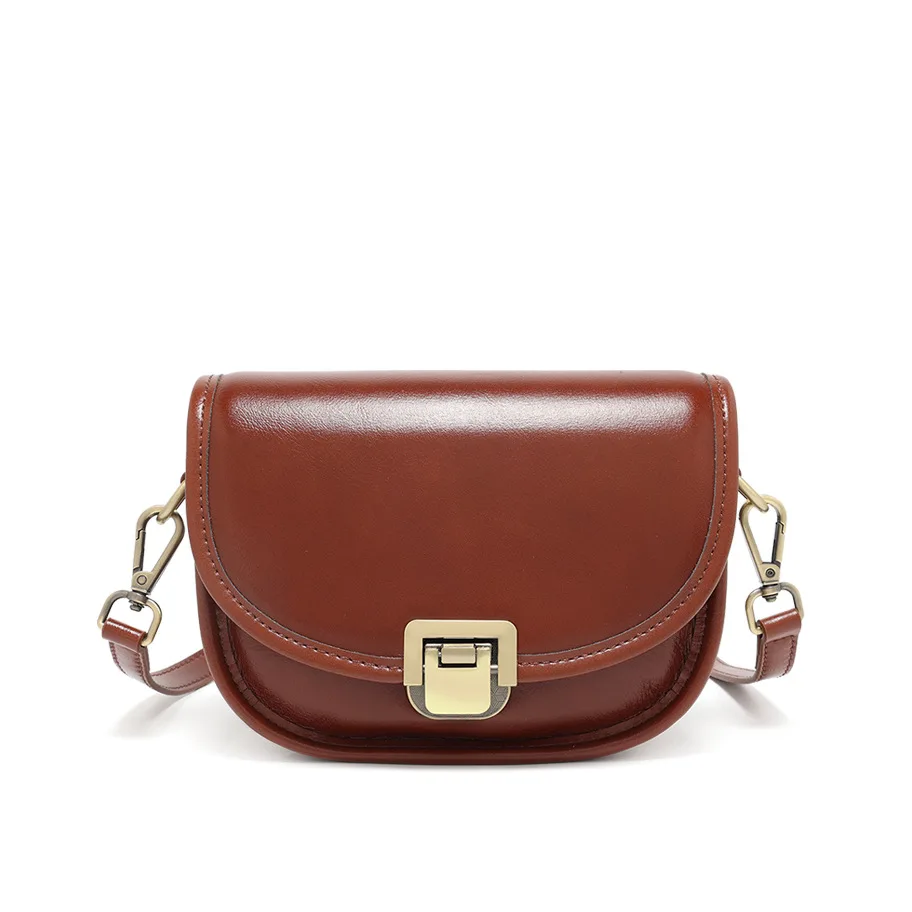 

Vintage fashion cowhide saddle bag female niche high-grade feeling crossbody bag casual leather shoulder bag