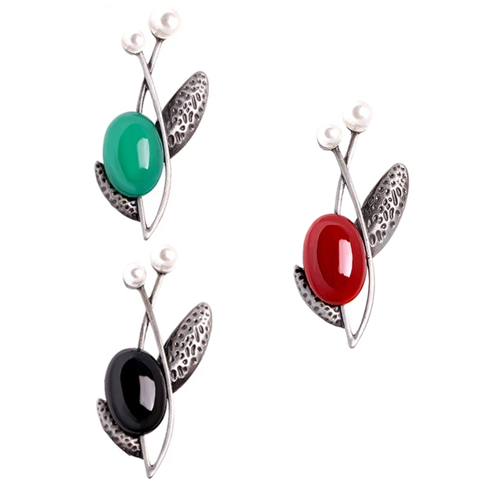 

3pcs Vintage Brooch Pins For Women Branch Shaped Clothing Accessories Scarf Bag Decorative Woman Brooch Breastpins
