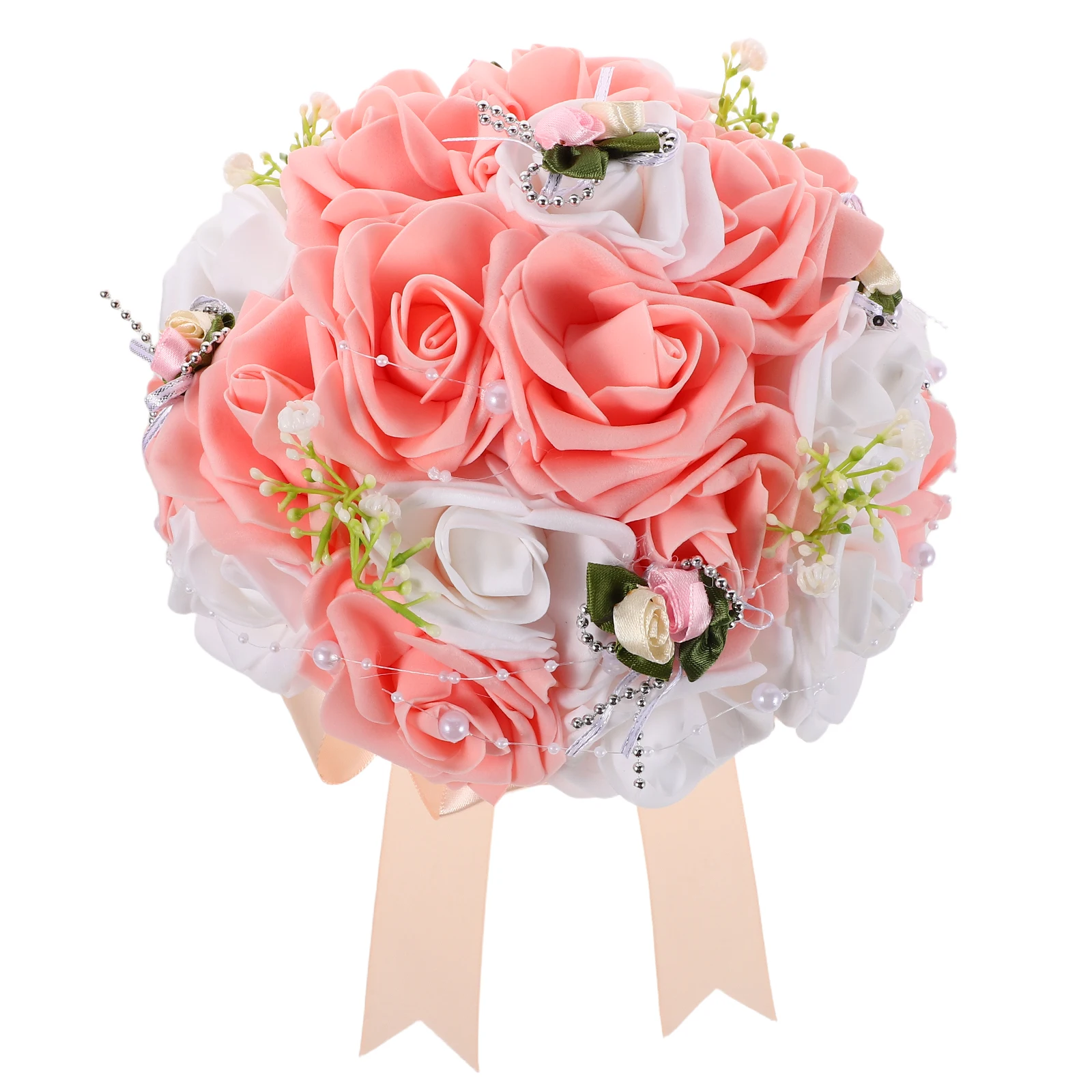 

Wedding Bouquet Bridal Bridesmaid Artificial Rose Flowers Large Scale Elegant Handmade Soft Ribbon Crystal Bouquets For Ceremony