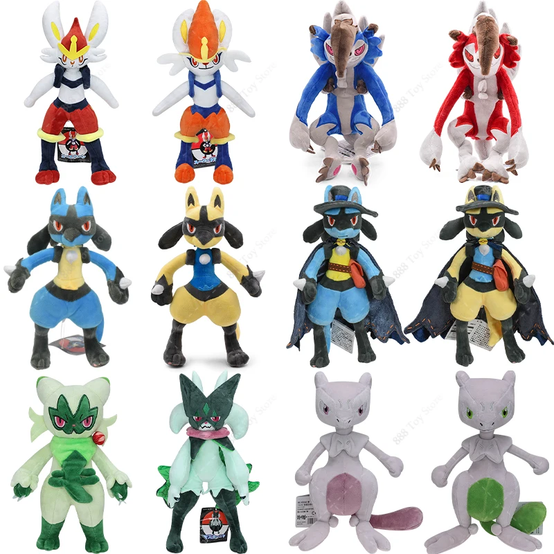 Pokemon Plush Toys Cute Plushie Aerodactyl Charizard Rayquaza Lucario Greninja Mewtwo Zeraora Ninetales Stuffed Peluche Dolls