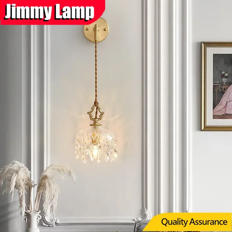 

Premium Parisian Clear Glass Wall Lamp Lounge Lamp Nightstand Lamp Corridor Veranda Dining Area Light Decoration