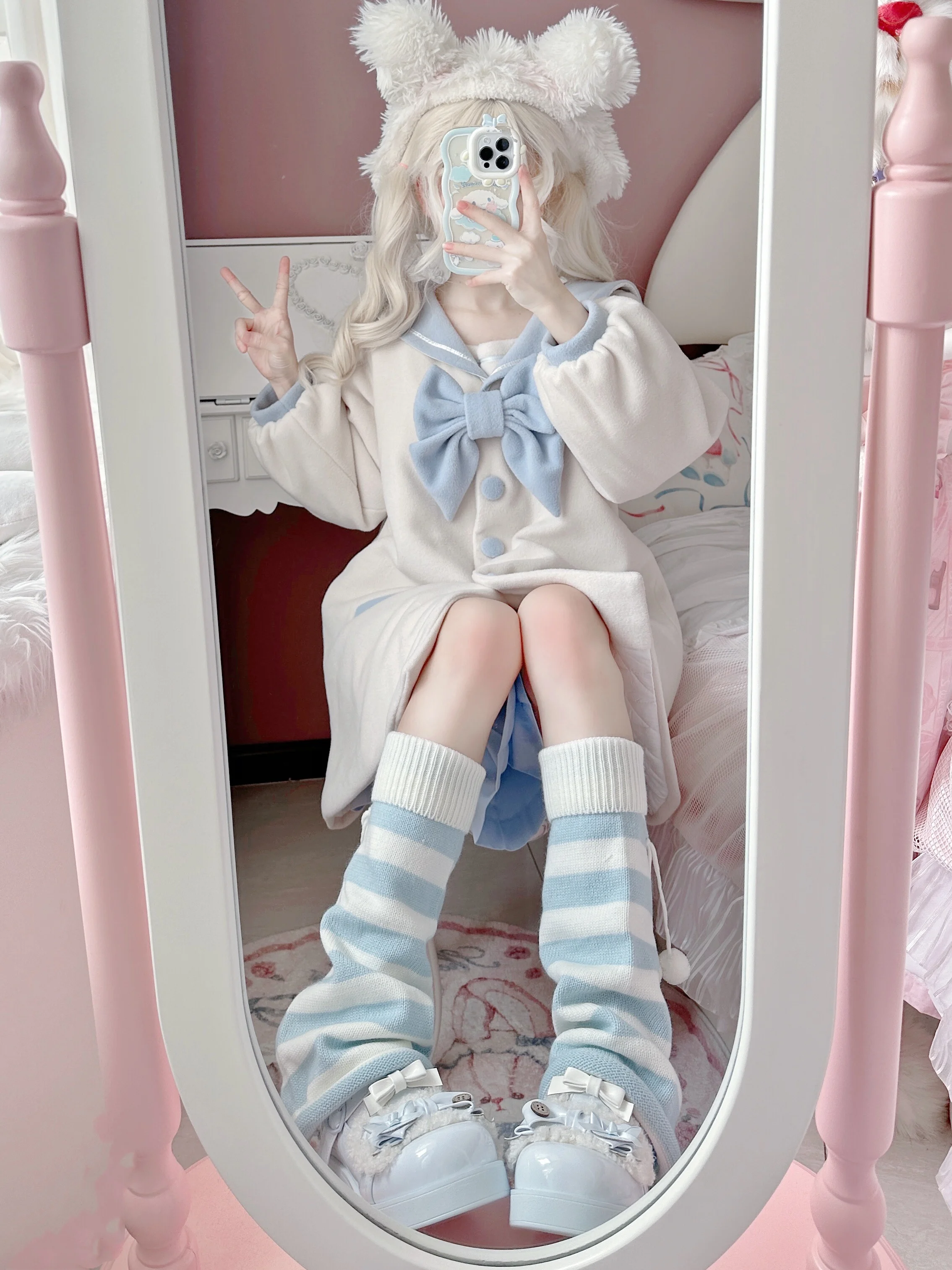 Y2K Water Color Striped Leg Cover Japanese Bone Harajuku Girls Leg Warmers Cover Subculture Wings Stockings Sweet Kawaii