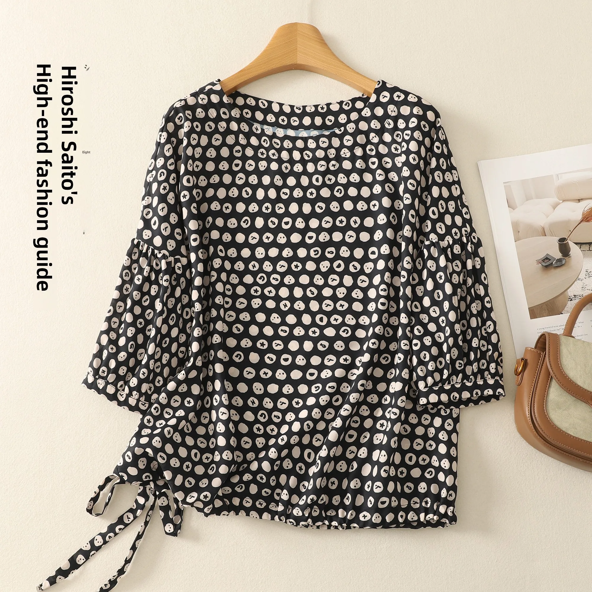 

Silk Bubble Sve irt Женский круглый Ne Five Sve 2025 Faion Print Белый Улучшающий мягкий атласный комбинезон для поездок на работу ...