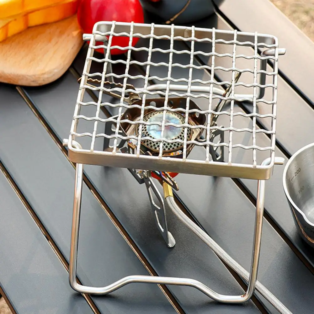 Folding Campfire Grill Portable Folding Gas Stove Stand Heat-resistant Picnic Grill Grate High Stability Camping Bbq Supplies