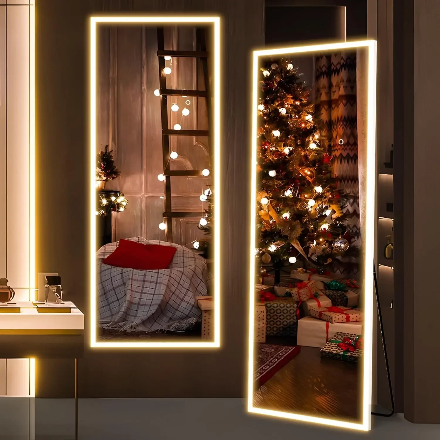 

Full Length Mirror, 63"x20" LED Mirror Full Body Mirror with Light, Lighted Floor Mirror, Wall Mounted & Standing Mirror