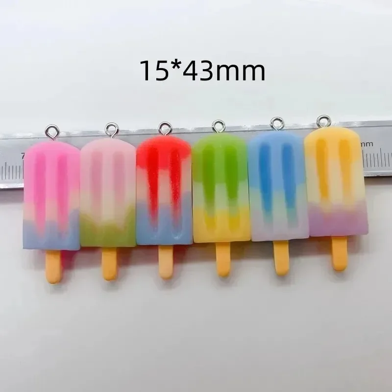 10Pcs Cartoon Rainbow Lollipop Ice Cream Resin Charms, Sweet Food Pendants for DIY Earrings Necklaces Keychains