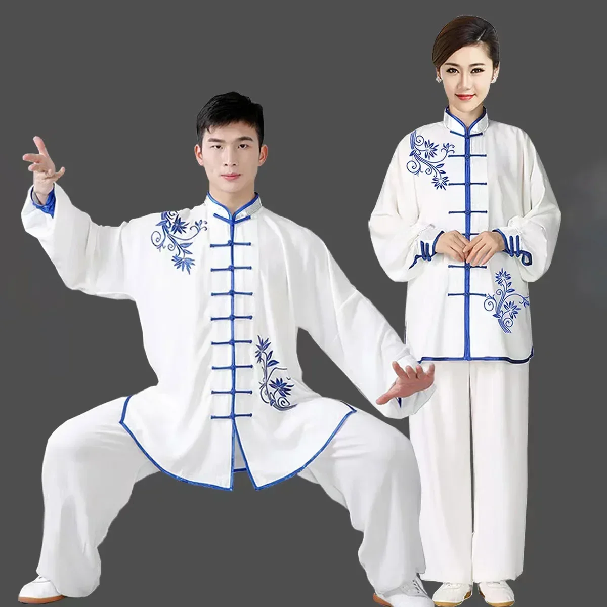 Tai Chi Clothing Chinese Kung Fu Uniform Adults Long Sleeve Embroidery Chinese Morning Exercise Costumes for Men and Women