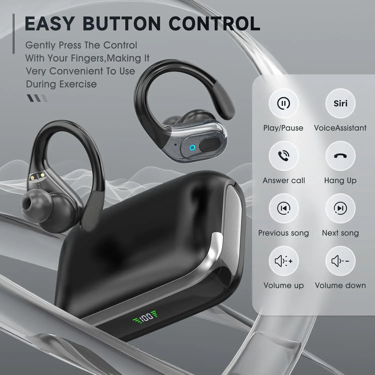 

Bluetooth TWS наушники беспроводные стереонаушники спортивные беспроводные наушники ушной крючок водонепроницаемая гарнитура с микрофоном для бега в тренажерном зале